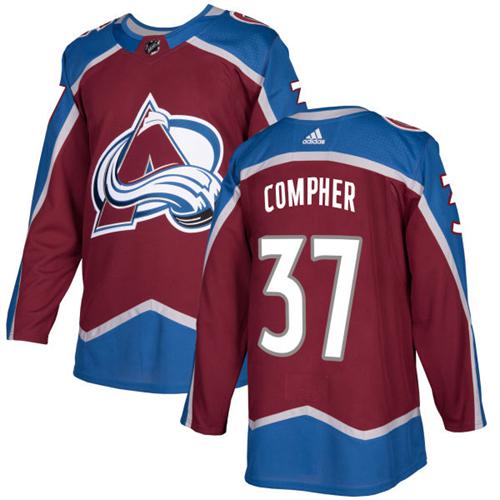 Adidas Men Colorado Avalanche #37 J.T. Compher Burgundy Home Authentic Stitched NHL Jersey